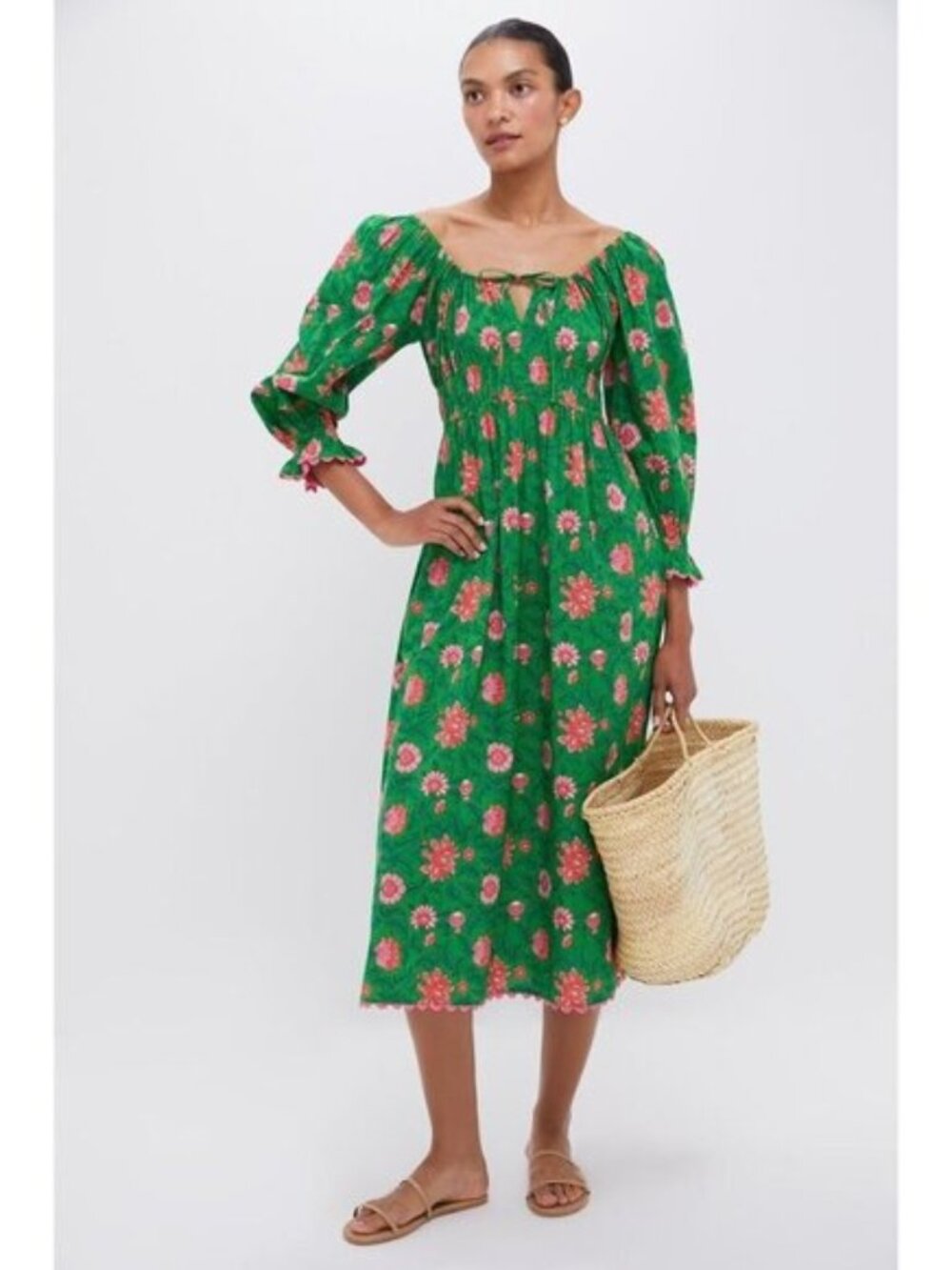 Pink City Prints Emerald Jungle Hampi Dress NWT